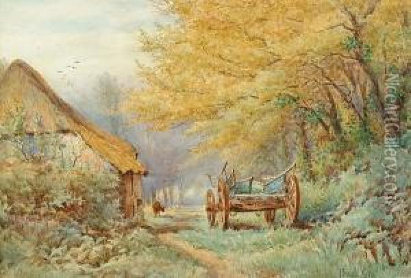 Hay Cart In A Wooded Landscape Oil Painting - Arthur Powell May