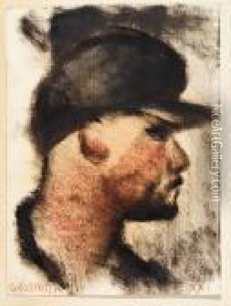 Profilo Di Giovane Con Cappello Oil Painting - Giovanni Costetti