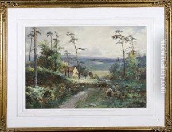 A Country Scene With A Woman Oil Painting - John Gutteridge Sykes