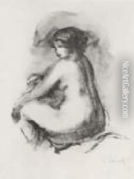 Etude De Femme Nue, Assise Oil Painting - Pierre Auguste Renoir