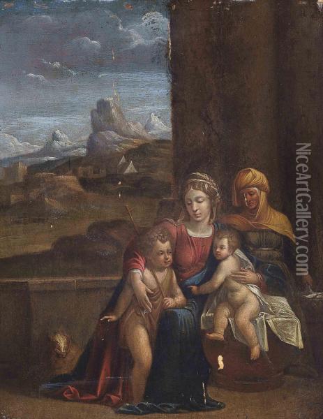 The Virgin And Child With Saint Anne And The Infant Saint John The Baptist Oil Painting - Garofalo