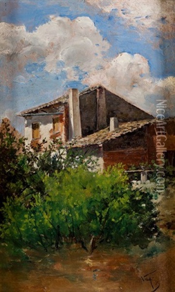 Caserio Oil Painting - Jose Vilar Torres