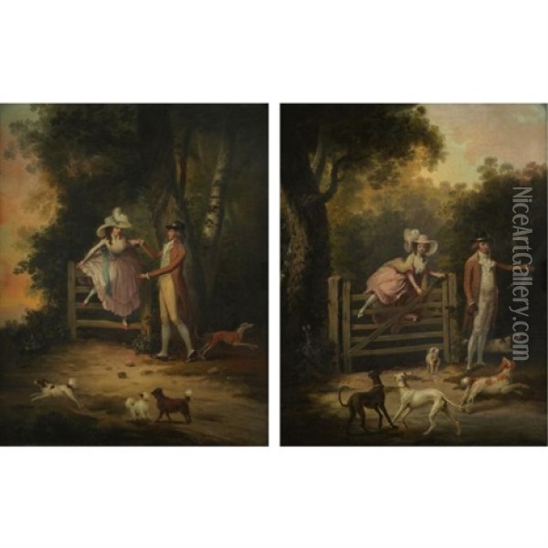 Courtship And Matrimony (pair) Oil Painting - William Williams