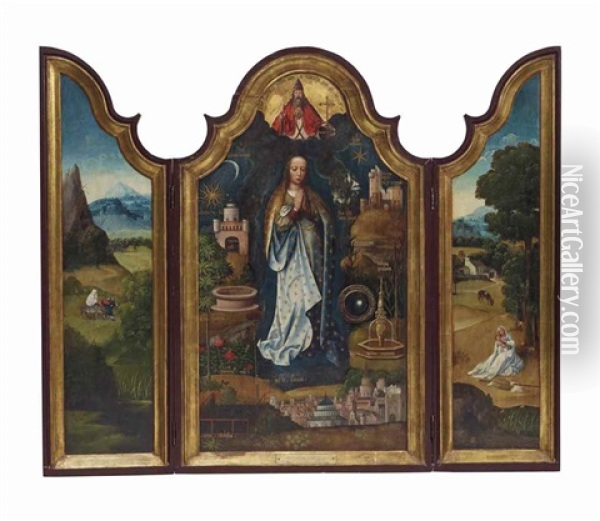 Triptyque De La Vierge Des Litanies Oil Painting - Adriaen Isenbrant