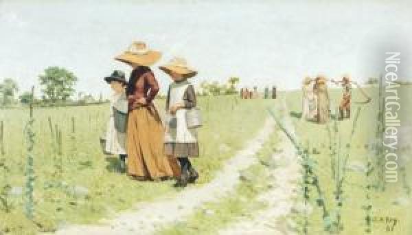 The Berry Pickers Oil Painting - George Agnew Reid
