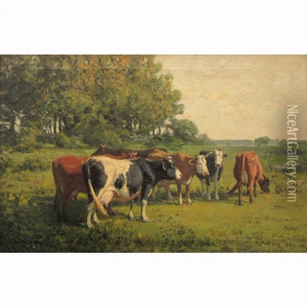 Cows In A Meadow Oil Painting - George Arthur Hays