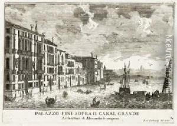 Palazzo Fini Sopra Il Canal Grande Oil Painting - Luca Carlevarijs
