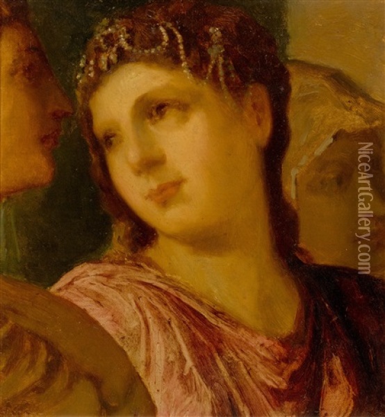 Tete De Jeune Femme (after Titian) Oil Painting - Albert Anker