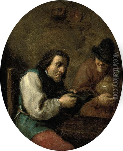 Boars In A Tavern Oil Painting - Abraham Diepraam