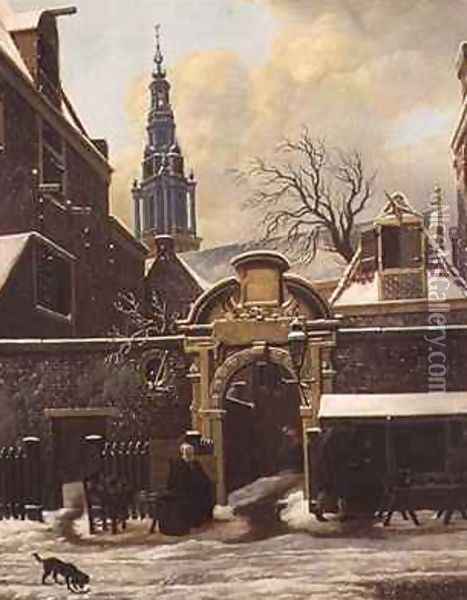 Cobbler at the Gates of the Agnieten Chapel Amsterdam Oil Painting - Carel Lodewijk Hansen