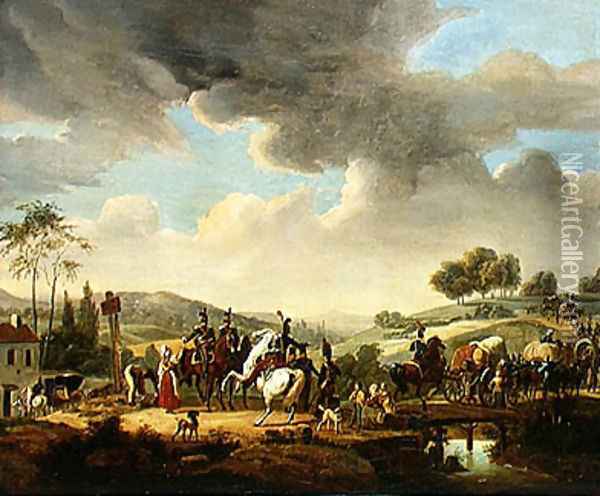 Convoy Escorted by French Dragoons Oil Painting - Joseph Swebach-Desfontaines