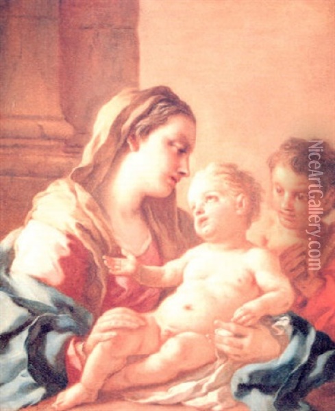 Virgen Con El Nino Y San Juan Oil Painting - Francesco de Mura