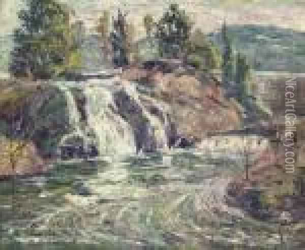Waterfall Oil Painting - Ernest Lawson