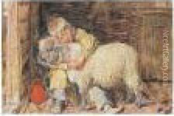 The Pet Lamb Oil Painting - William Henry Hunt
