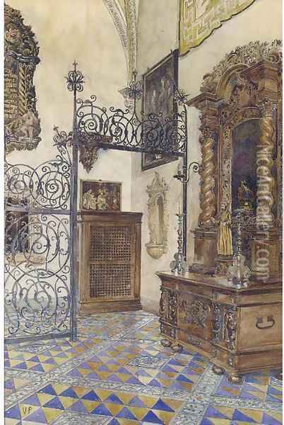A church interior Oil Painting - Vicente Palmaroli Y Gonzalez