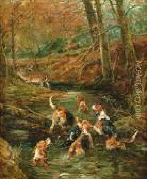 The Stag Hunt Oil Painting - John Emms