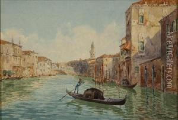 A Gondola On The Grand Canal Oil Painting - Ferdinando Silvani