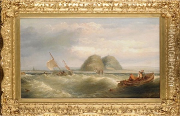 Figures In A Boat Off Dumbarton Oil Painting - John Wilson Carmichael