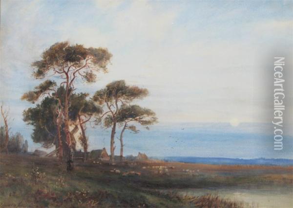 Moorland Scene Oil Painting - J. Lawrence Hart