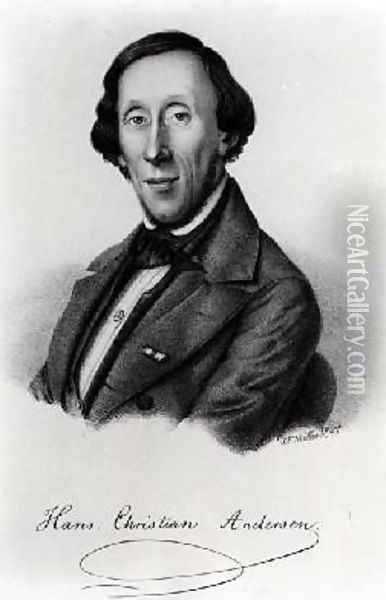 Portrait of Hans Christian Andersen 1805-1875 Oil Painting - Moller, Johan Frederick
