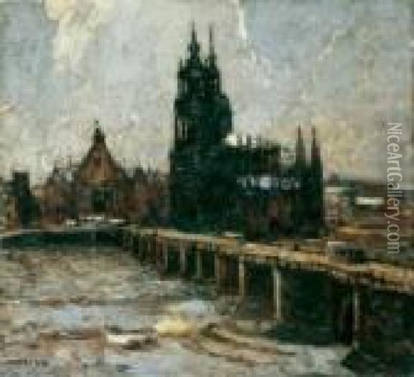 Blick Auf Dresden Mit Der Hofkirche Und Der Augustusbrucke Oil Painting - Ernst Kolbe