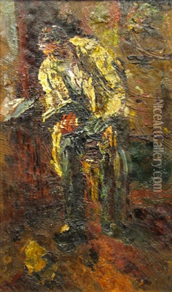 Man Reading Oil Painting - Octav Bancila
