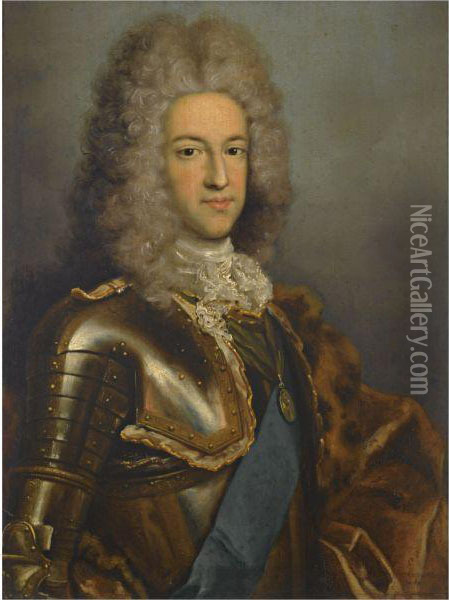 Portrait Of Prince James Edward Stuart, The Old Pretender, Wearingthe Garter Sash Oil Painting - Antonio David