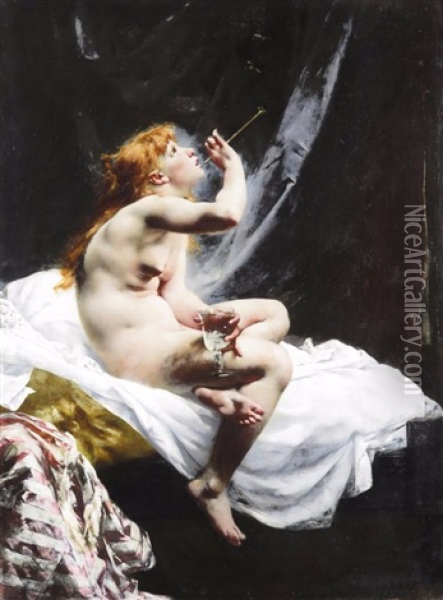 Blowing Bubbles Oil Painting - Joseph Victor Ranvier