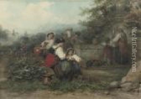 Women By The Well Oil Painting - Karel Frans Philippeau