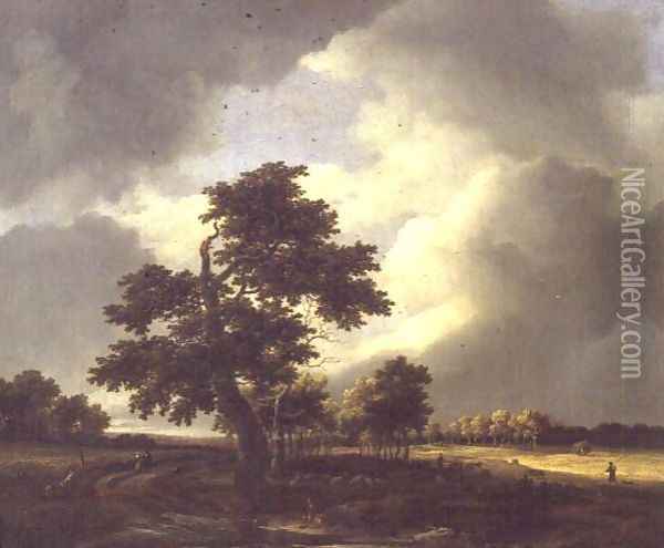 Landscape with Shepherd Oil Painting - Jacob Salomonsz. Ruysdael