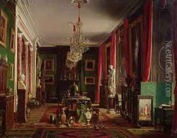 Interior of the Office of Alfred Emilien 1811-92 Count of Nieuwerkerke Director General of the Imperial Museums at the Louvre Oil Painting - Charles Giraud