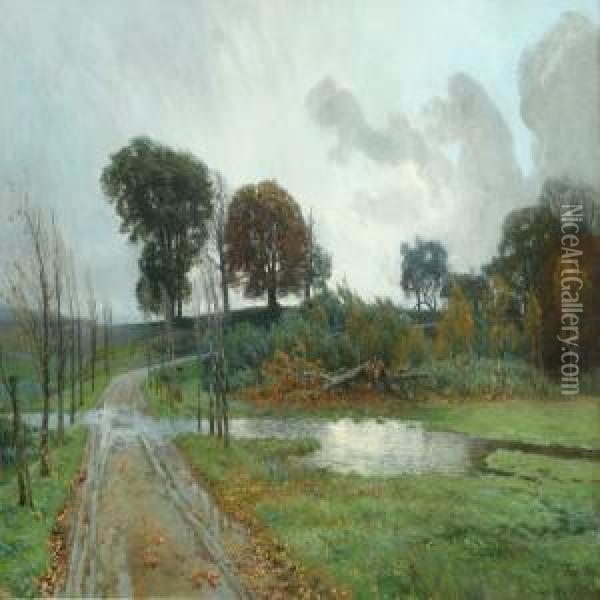 A Rainy Autumn Day Oil Painting - Thorvald Simeon Niss