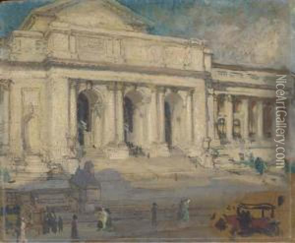 The Astor Library Oil Painting - Colin Campbell Cooper