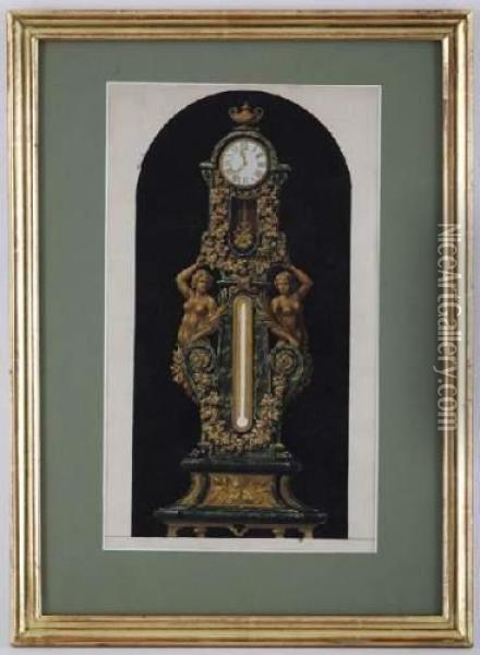 Projet Pour Une Horloge Avec Barometre Oil Painting - Charles Piaget