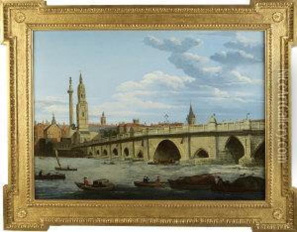 View Of London Bridge, The Monument And The Church Of St. Magnus Oil Painting - John Paul