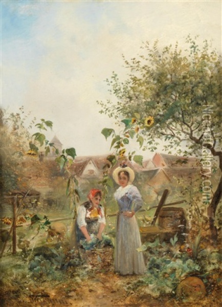 Im Bauerngarten Oil Painting - Emil Barbarini