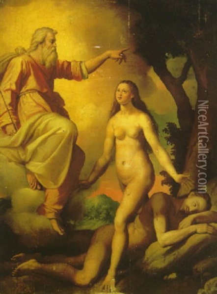 The Creation Of Eve Oil Painting - Bernardino Cesari