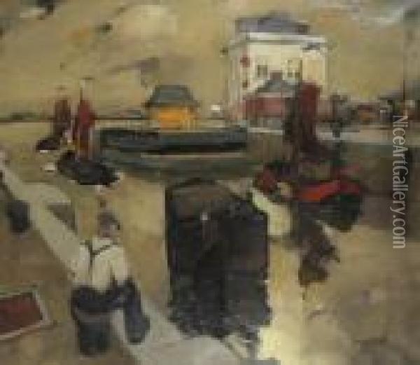'sas/antwerpen' Oil Painting - Oscar Verpoorten