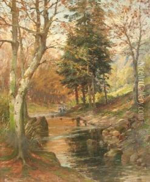 Herbstliches Waldstuck Oil Painting - Paul Putzhofen-Hambuchen