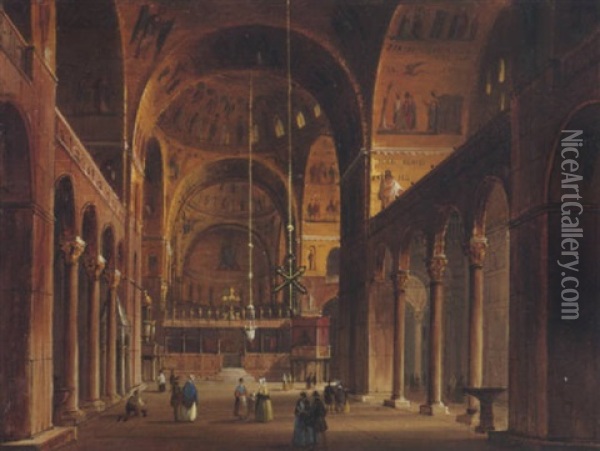 Inneres Der Markuskirche In Venedig Oil Painting - Carlo Grubacs