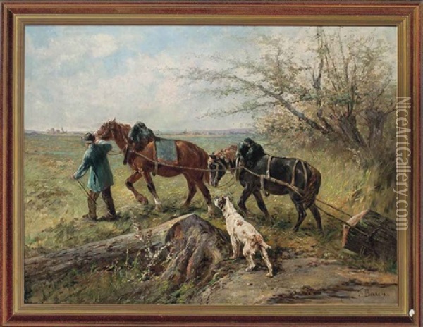 Lugging Wood Oil Painting - Theodore Baron