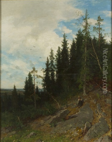 Forest Oil Painting - Axel Wilhelm Nordgren