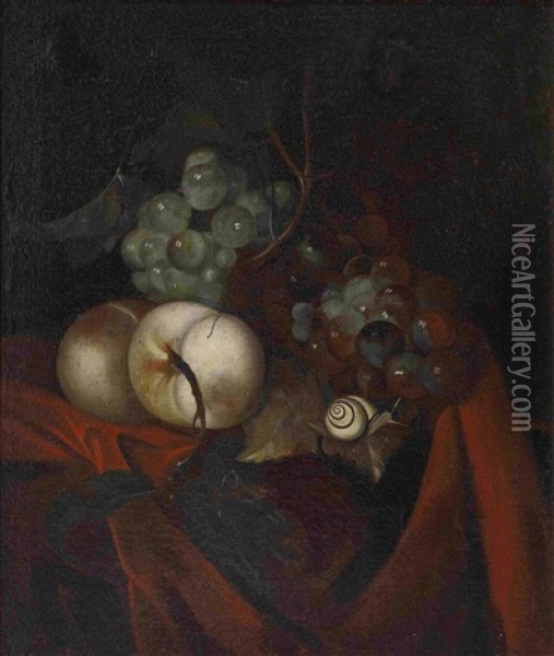 Fruchtestillleben Mit Schnecke Oil Painting - Johann Amandus Winck