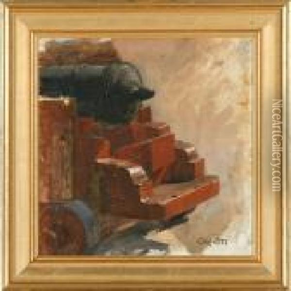 Canon On Ared-painted Gun Carriage Oil Painting - Christian Molsted