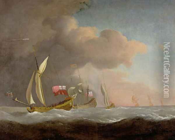 English Royal Yachts at sea Oil Painting - Willem van de Velde the Younger