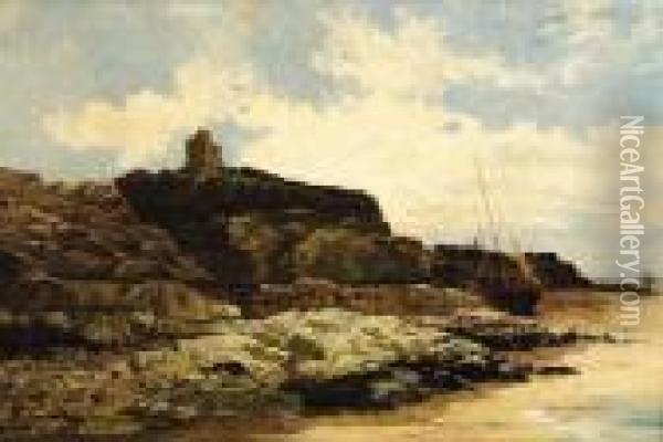 Heysham Abby, Morecambe Bay Oil Painting - Alfred de Breanski
