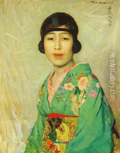 Bildnis Mme. Mitzuko Araki Oil Painting - Heinrich Rauchinger