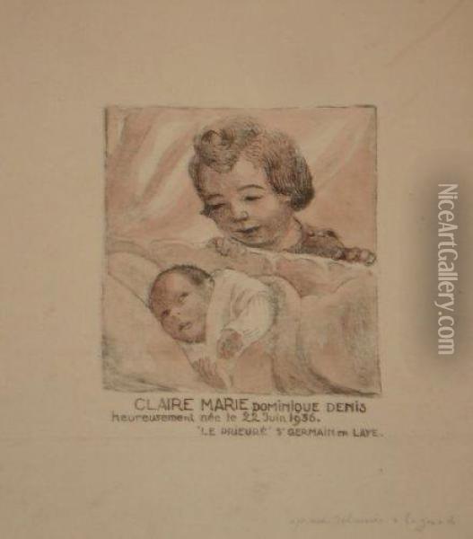 Faire-part De Naissance De Claire-marie-dominique Denis Oil Painting - Maurice Denis