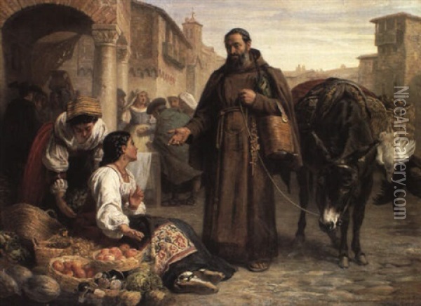 Begging For The Monastery Oil Painting - Edwin Long