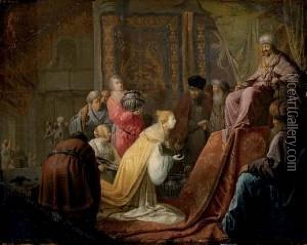 Solomon And The Queen Of Sheba Oil Painting - Willem De Poorter